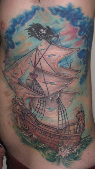 Tattoos - Brian Gallagher - Pirate ship .... 